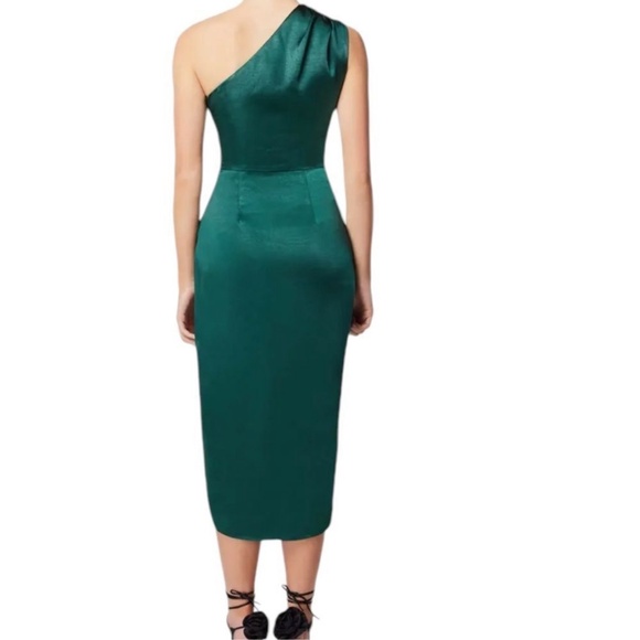 Elliatt Cassini Forest Green One Shoulder Cocktail Dress | Size M - Picture 2 of 10